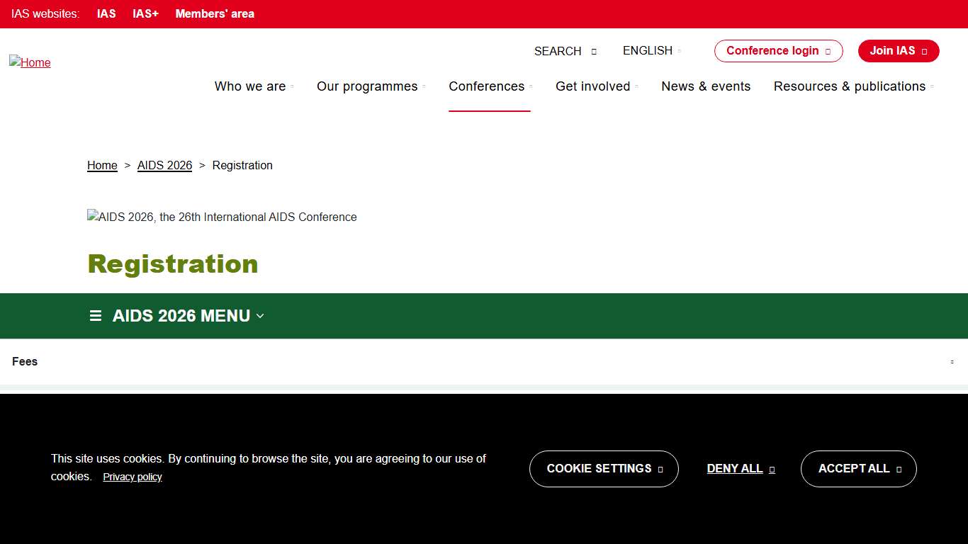 Registration AIDS 2026 International AIDS Society (IAS)